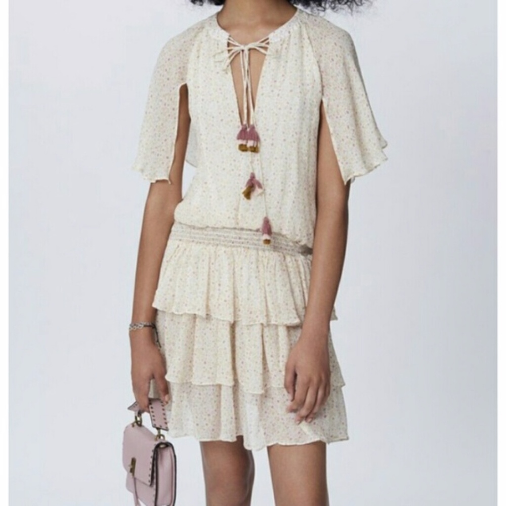 NWT Rebecca Minkoff Pebbled Tie Floral Dress Sz S